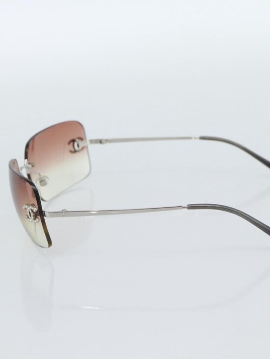 CHANEL COCO Mark Sunglasses metal Silver CC Auth 185051V main image 12